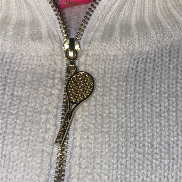 Lilly Pulitzer Womens Small Pink & White Sweater with Embroidered Tennis racket - Picture 6 of 16